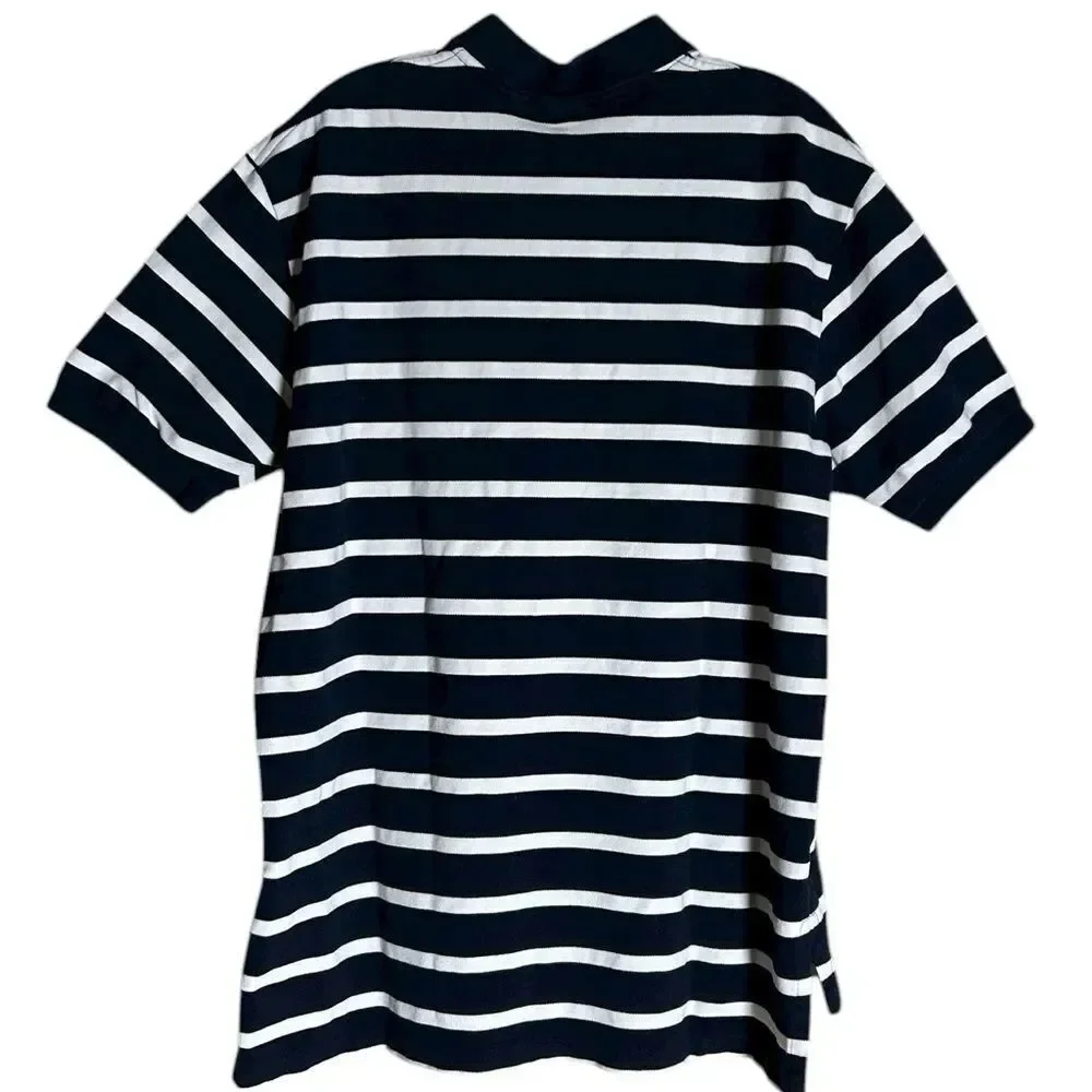 Ralph Lauren Mens Navy Blue and White Striped Polo Shirt
